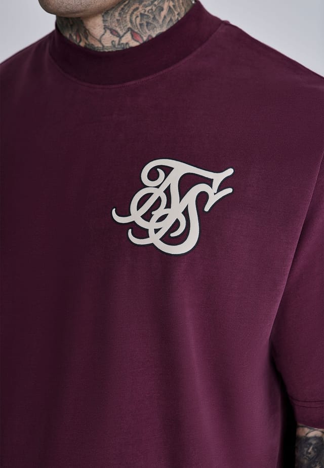 SikSilk SikSilk Men's Logo T-Shirt in Burgundy - 2