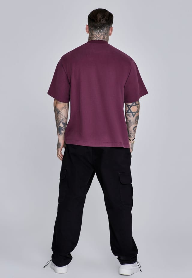 SikSilk SikSilk Men's Logo T-Shirt in Burgundy - 3