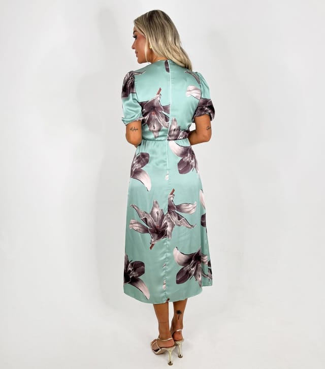 AX Paris Women's Mint Green Floral Ruched Midi Dress AX Paris New Look - 3