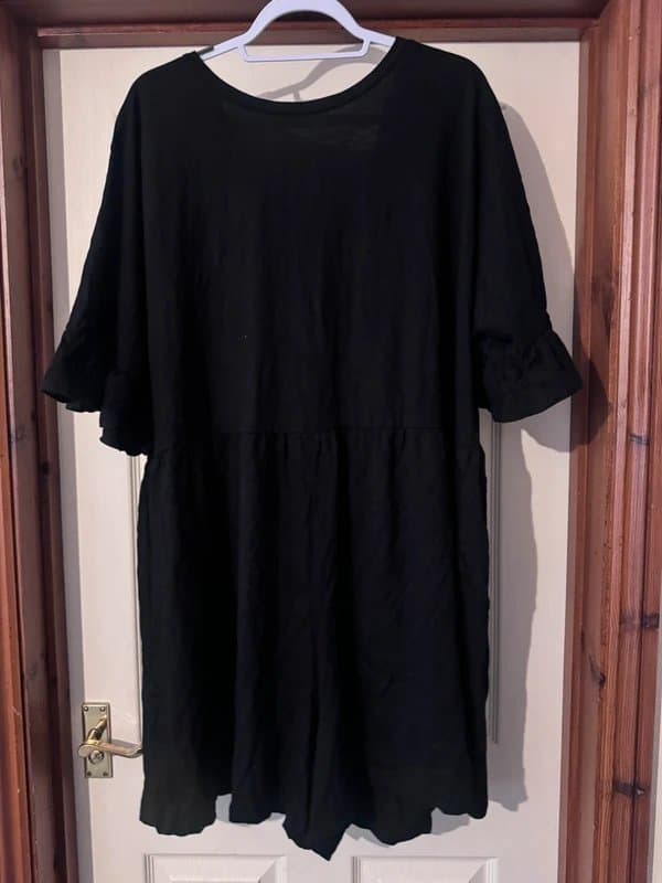 ASOS Black smock playsuit with frill sleeved