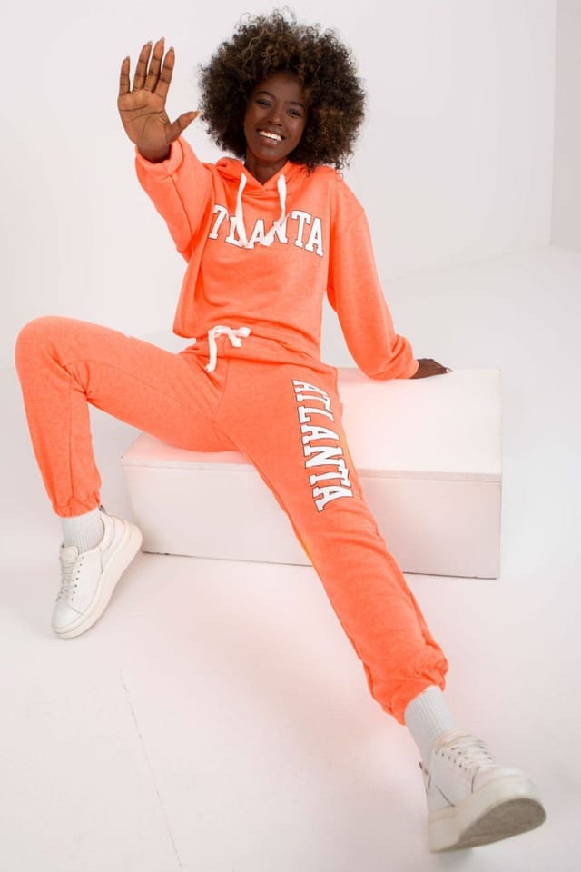 Love Lace Love Lace Women's Hooded Sweatshirt & High Waist Pants Set Style 170391 in Orange - 2