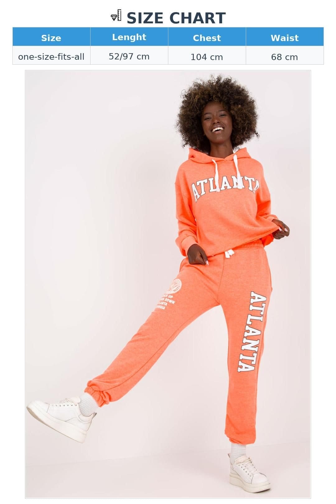 Love Lace Love Lace Women's Hooded Sweatshirt & High Waist Pants Set Style 170391 in Orange - 4