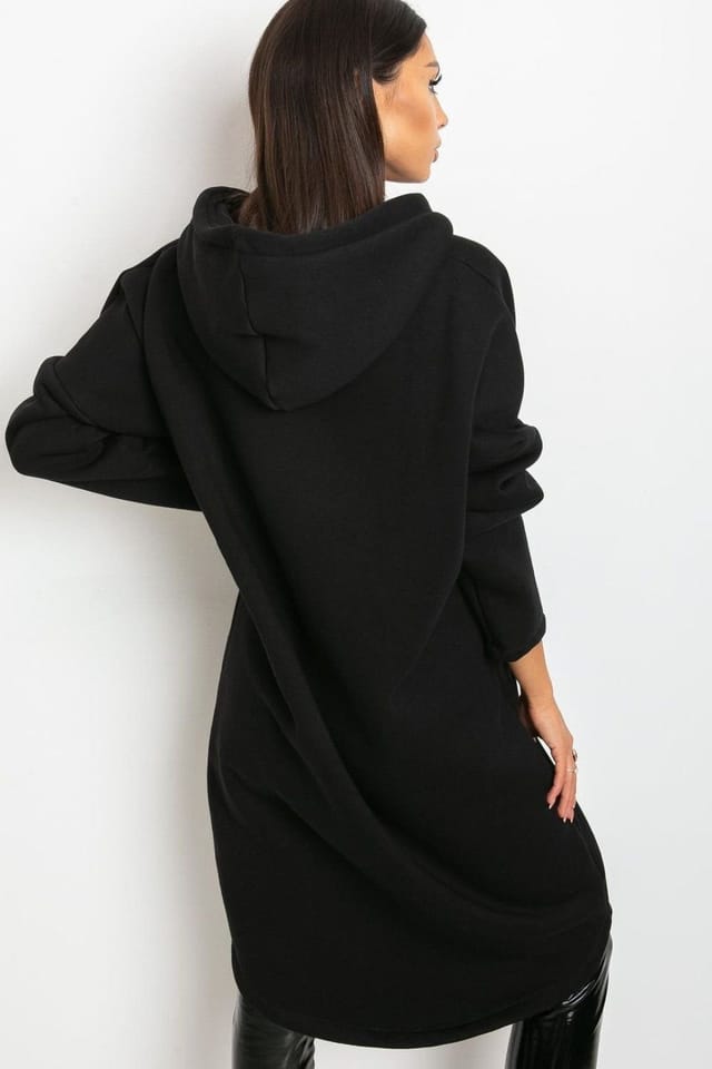 Love Lace Love Lace Women's Extended Hooded Zip Sweatshirt with Side Pockets Style 171056 in Black - 3