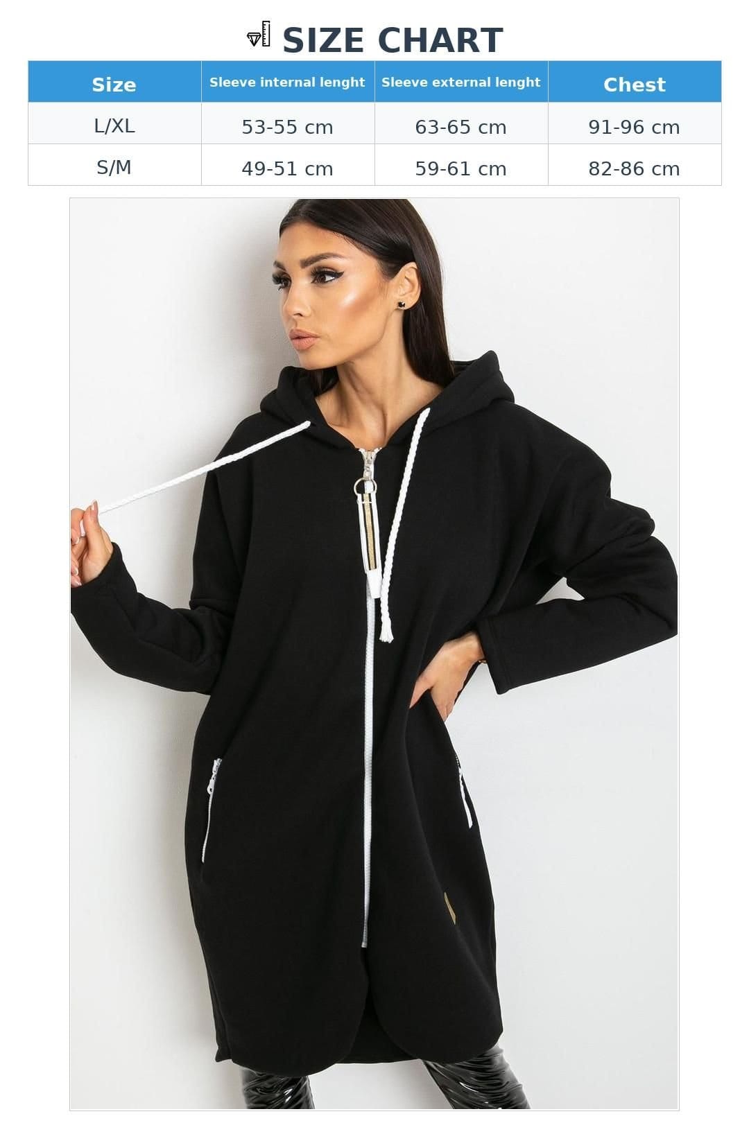 Love Lace Love Lace Women's Extended Hooded Zip Sweatshirt with Side Pockets Style 171056 in Black - 4