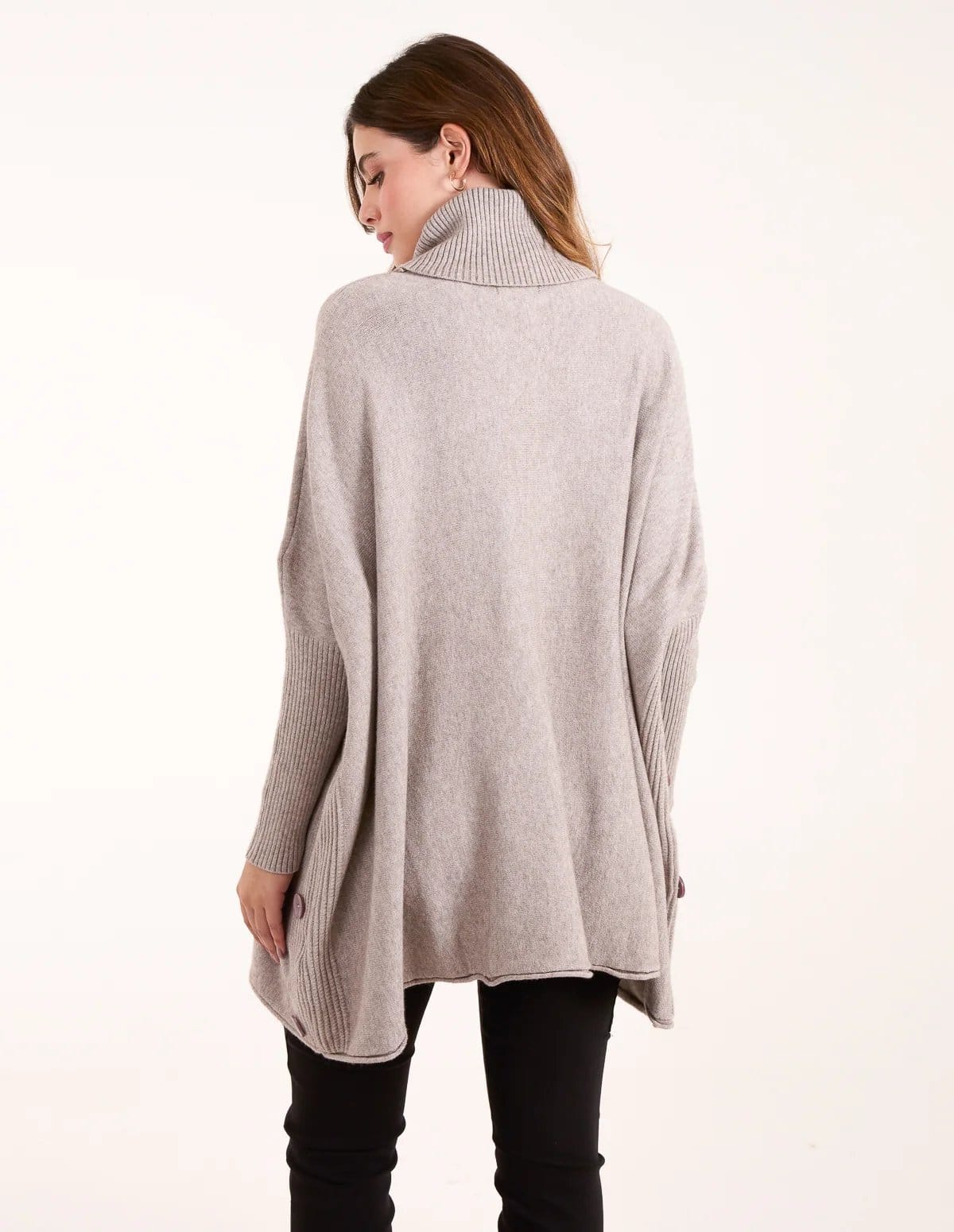 Blue Vanilla Roll Neck Button Mini Pocket Jumper - 4