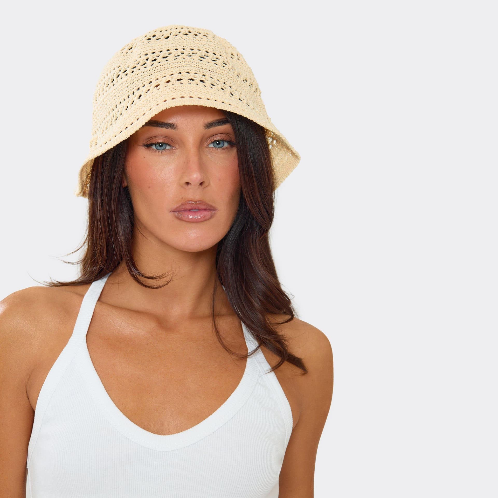 EGO EGO Cream Crochet Bucket Hat