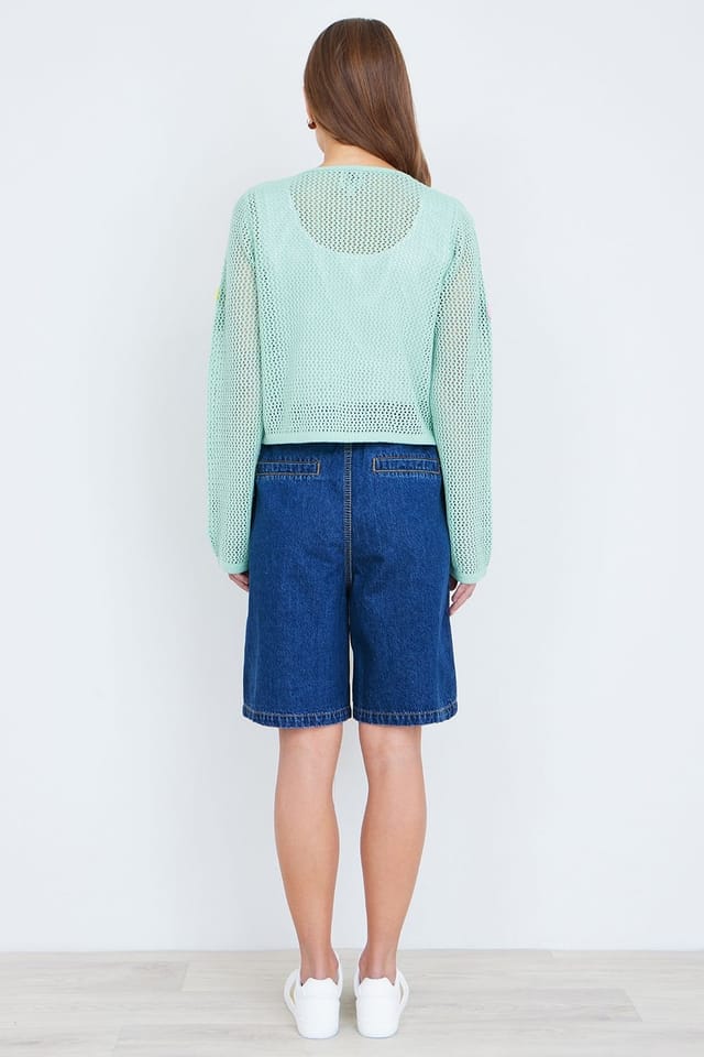 Yumi Yumi Women's Blue Denim Wide Leg Shorts - 3