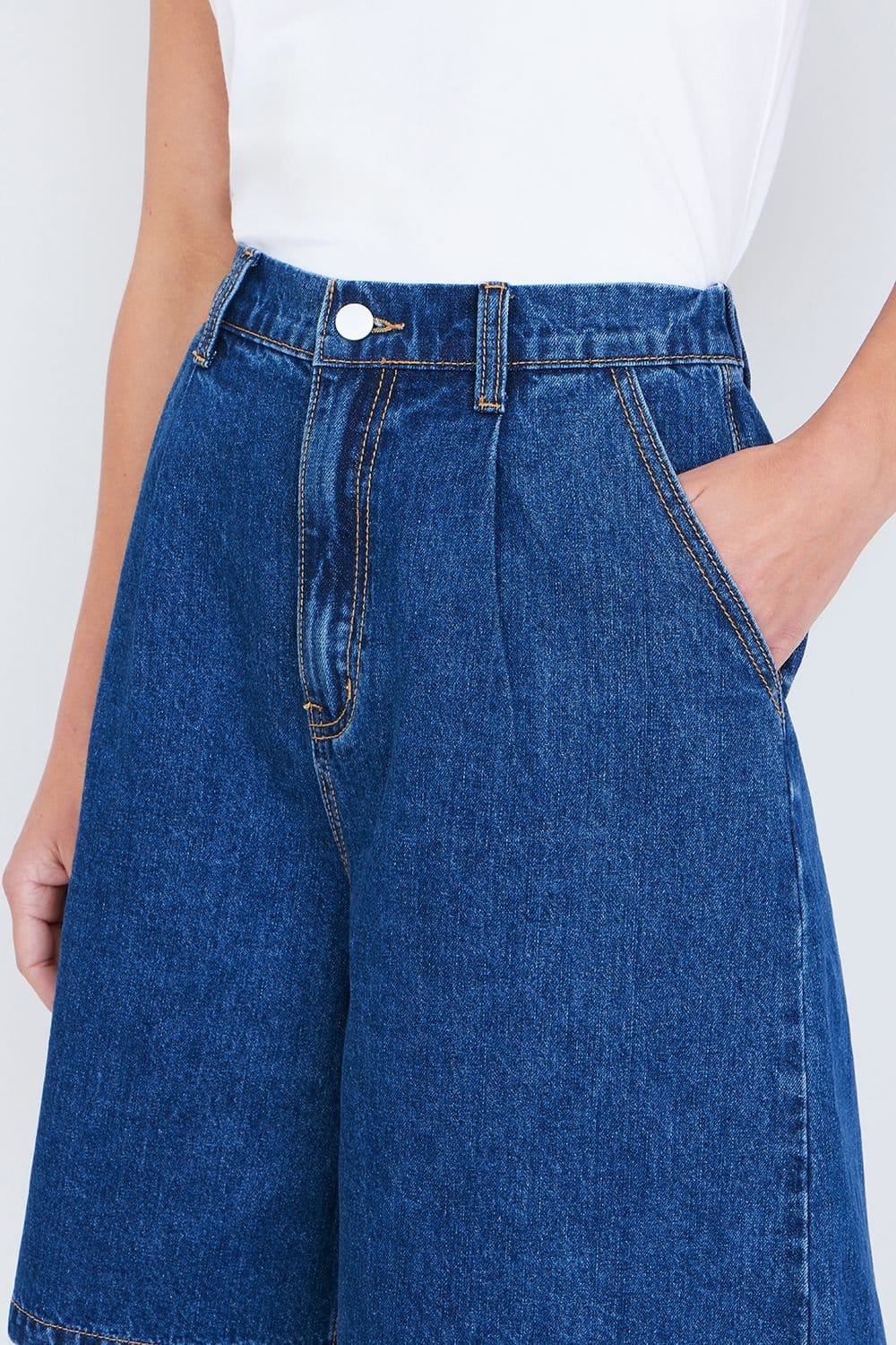 Yumi Yumi Women's Blue Denim Wide Leg Shorts - 4