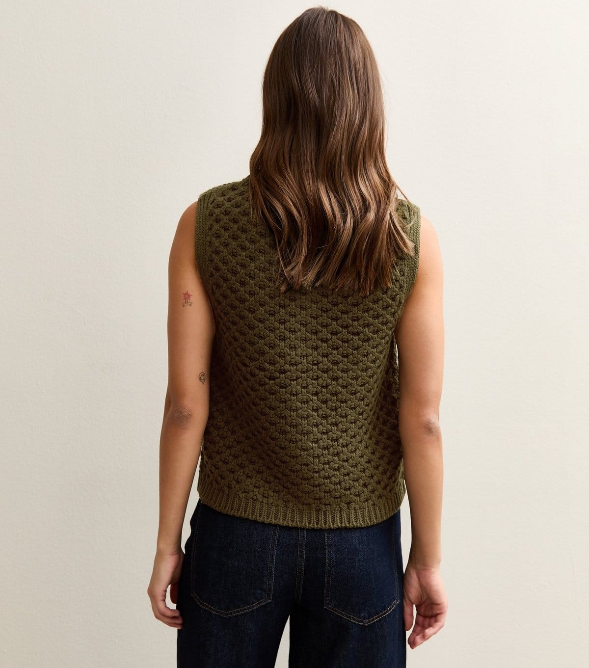 New Look Women's Khaki Moss Stitch Buttoned Waistcoat New Look - 4