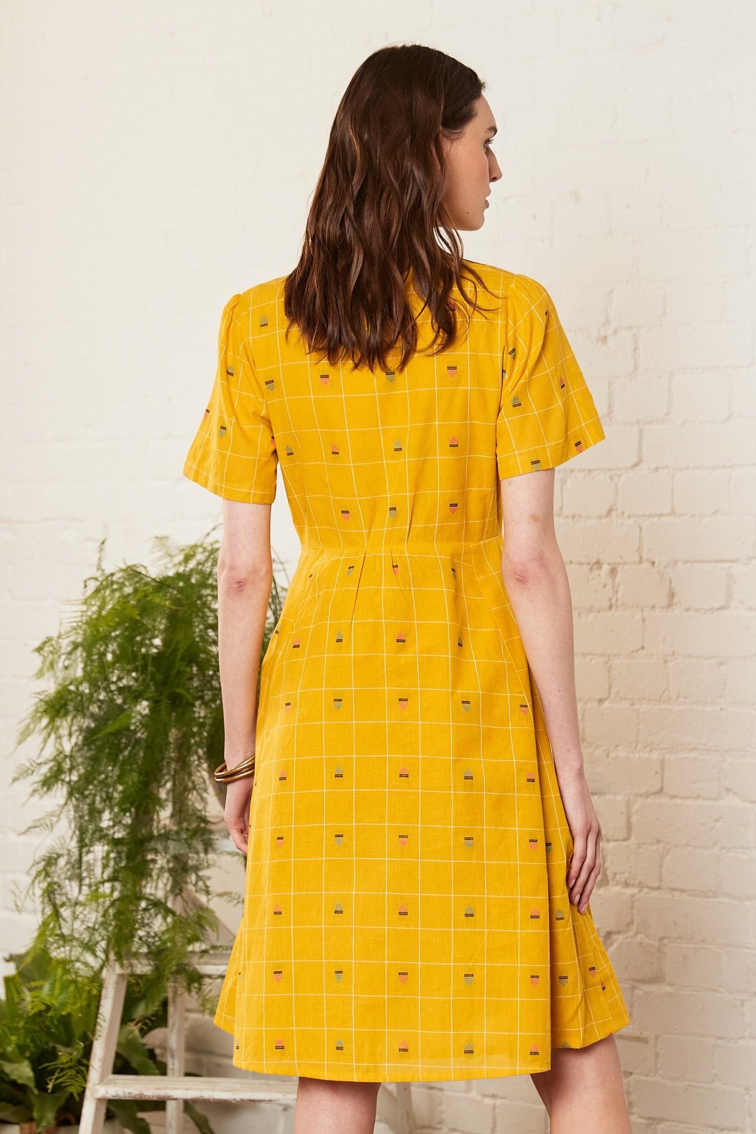 Nomads Clothing Nomads Clothing Women's Cotton Kimono Sleeve Dress in Mustard - 3