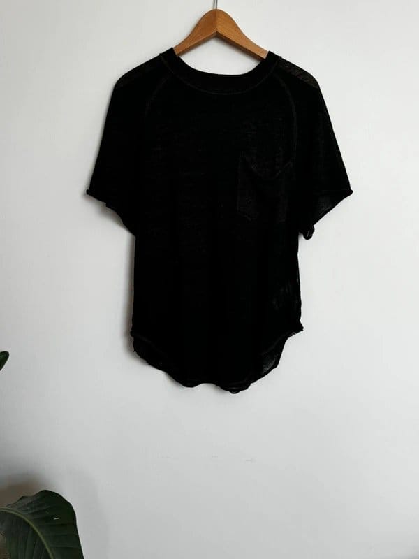 Free People Sheer Relaxed T-Shirt In Black And Brown