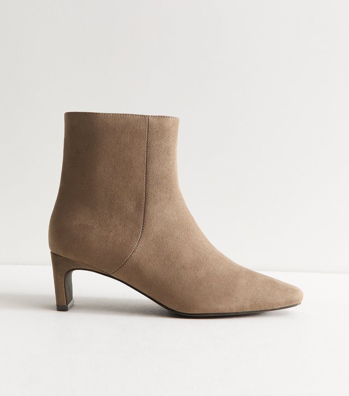 New Look Women's Camel Faux Suede Sculpted Heel Ankle Boots Vegan New Look