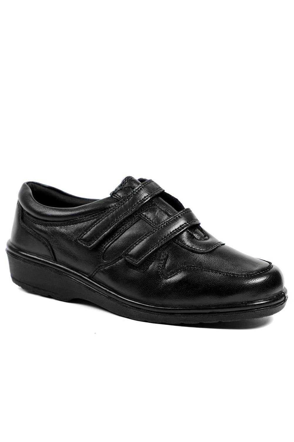 Pavers Pavers Women's Wide Fit Leather Adjustable Fit Shoes in Black