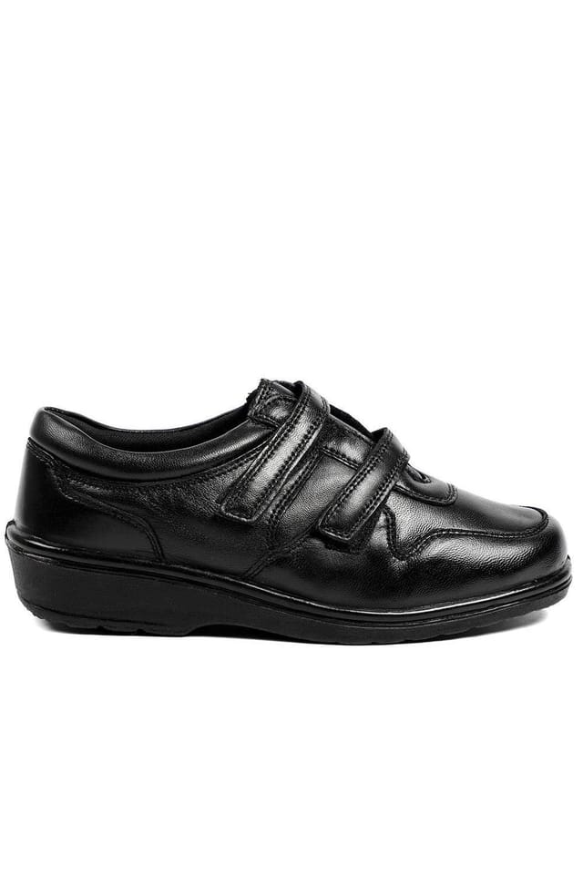 Pavers Pavers Women's Wide Fit Leather Adjustable Fit Shoes in Black - 2