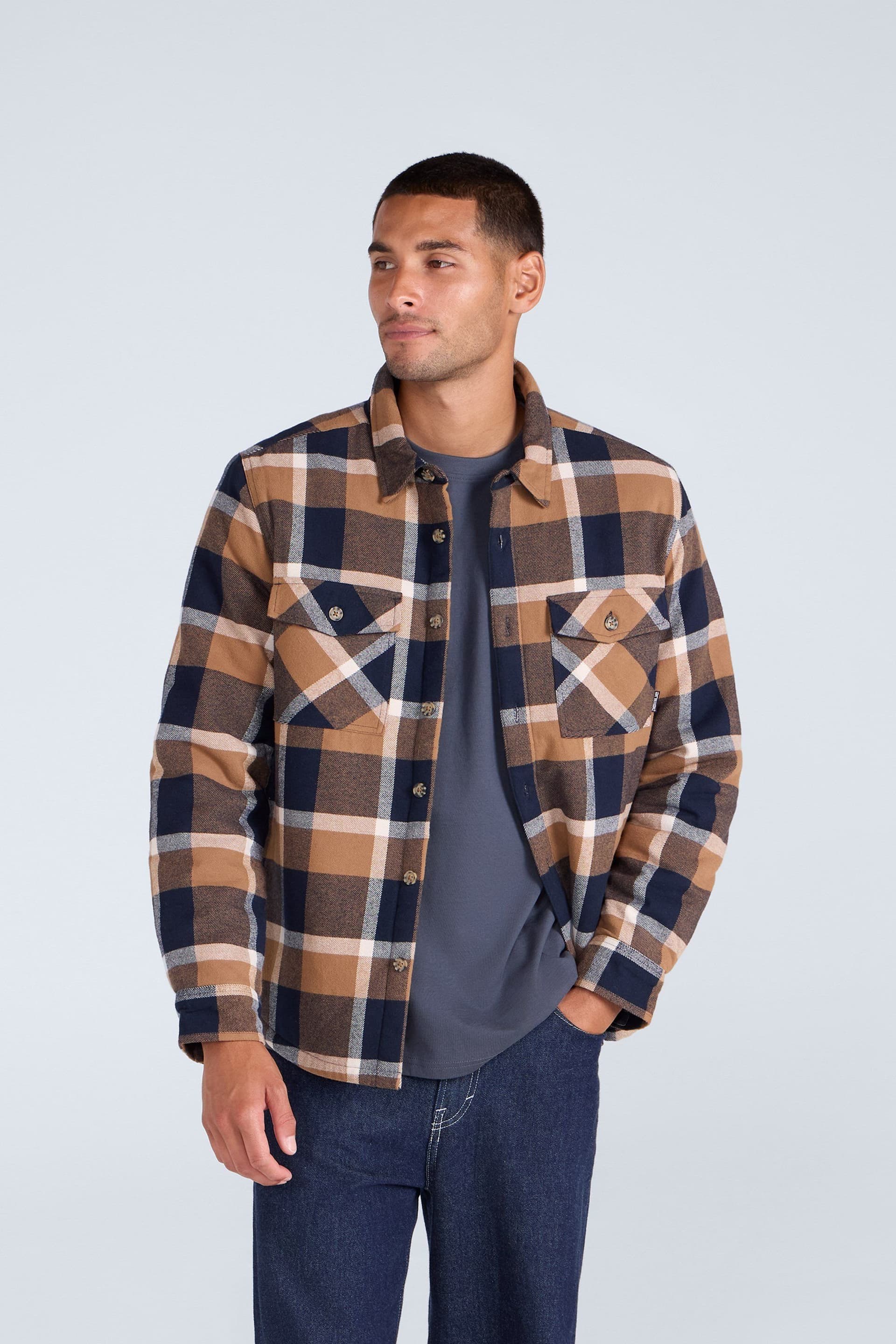 Animal Animal Men's 'Tide' Lightweight Fleece Lined Shirt Stylish Warm Button Down Top in Mustard