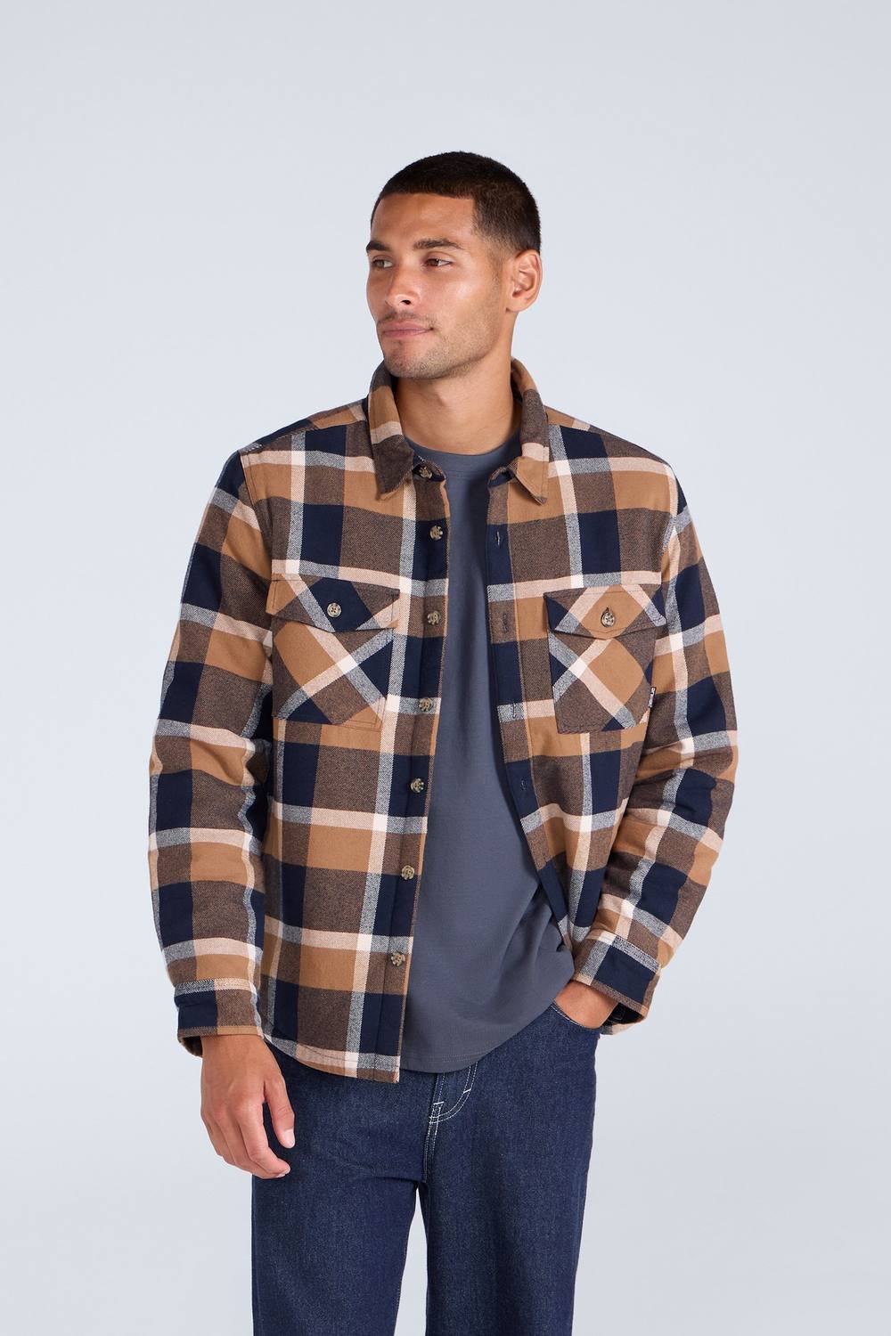 Animal Animal Men's 'Tide' Lightweight Fleece Lined Shirt Stylish Warm Button Down Top in Mustard - 2