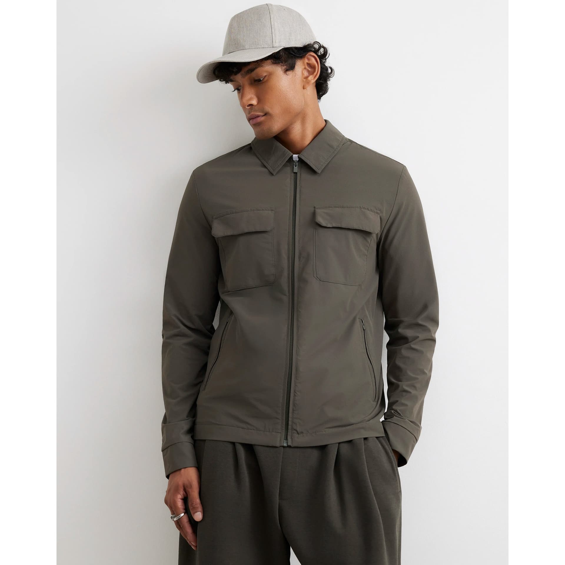 River Island Mens River Island Green Muscle Fit Defined Shacket