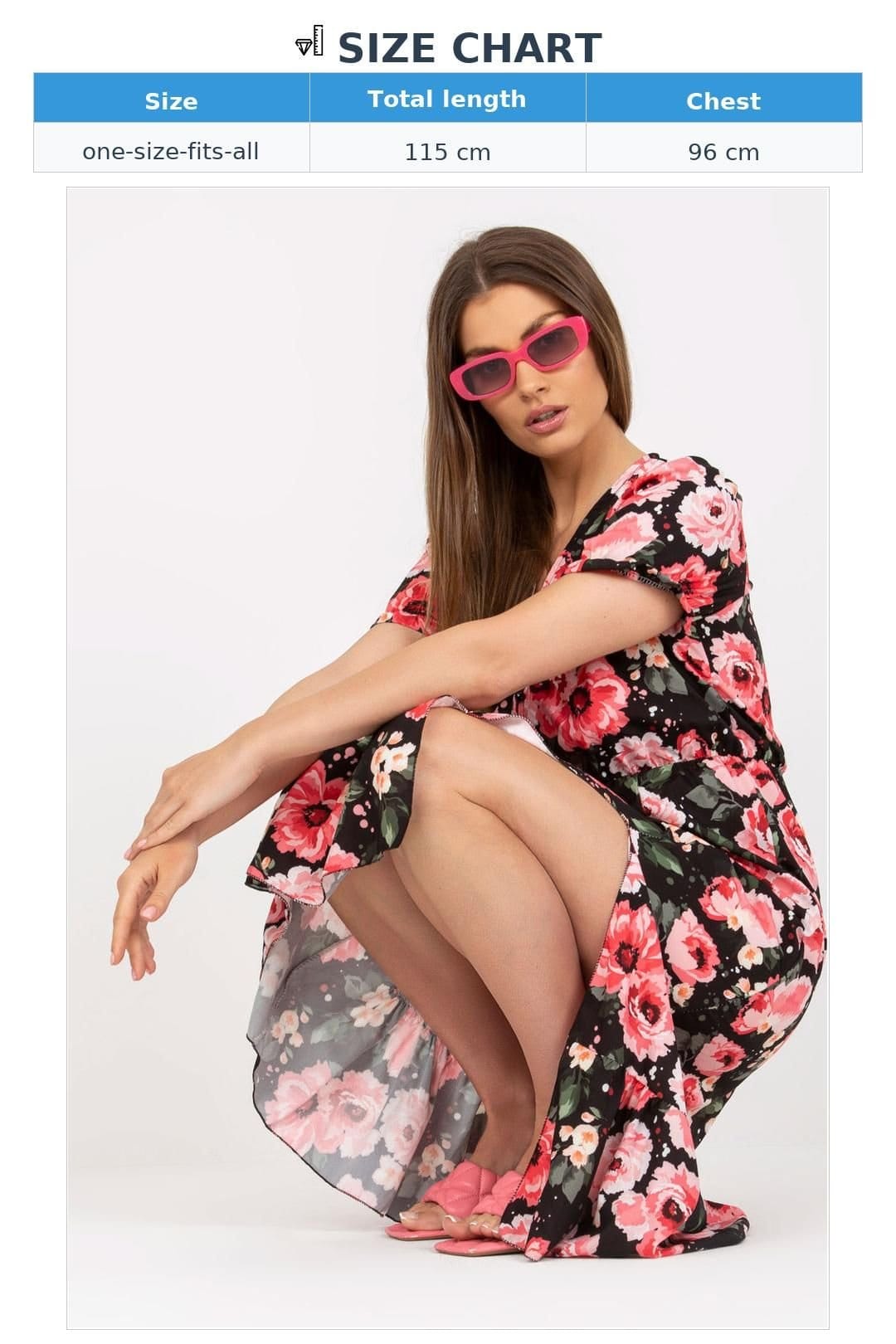 Love Lace Love Lace Women's Floral Summer Short Sleeve Button Slit Dress in Black - 4