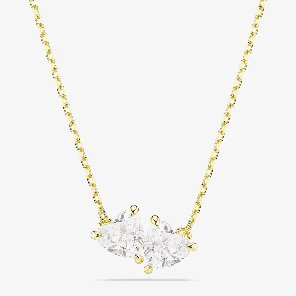 Swarovski Swarovski Women's Mesmera Gold Tone Plated Double White Zirconia Heart Necklace 5733475