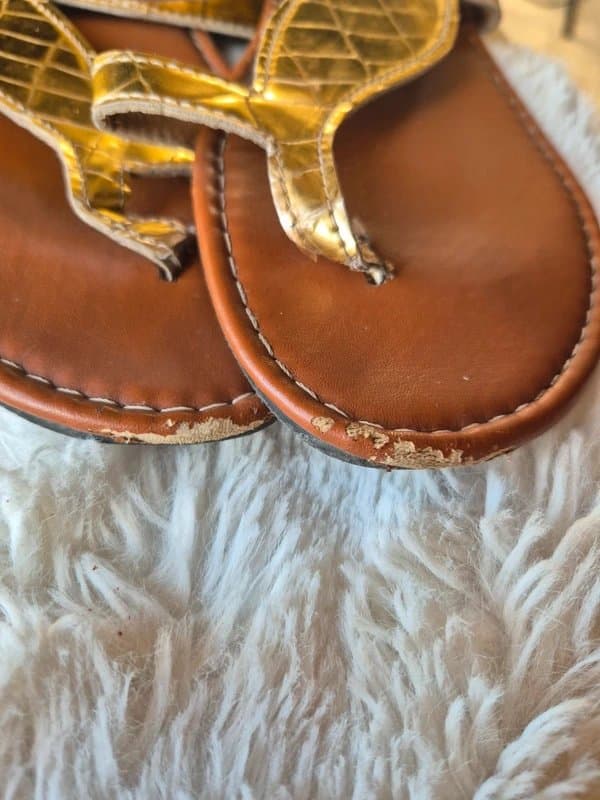 Shein 2 pairs shein slides gold and black size 7