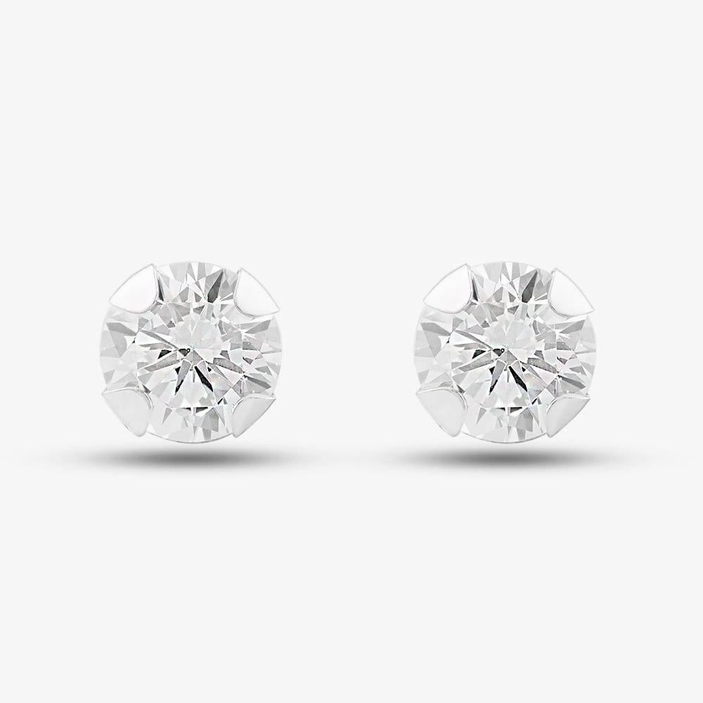 T.H.Baker T.H.Baker Women's 9ct White Gold Cubic Zirconia Stud Earrings 5.58.4969 in Silver - 2
