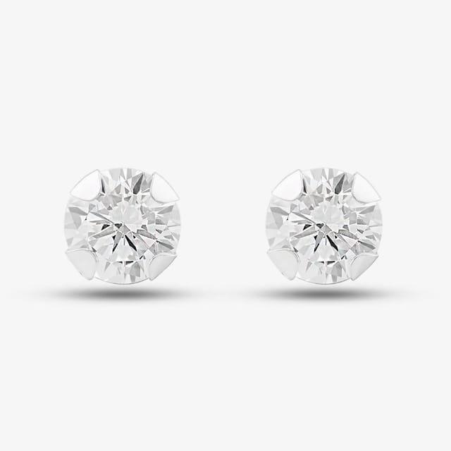 T.H.Baker T.H.Baker Women's 9ct White Gold Cubic Zirconia Stud Earrings 5.58.4969 in Silver - 2