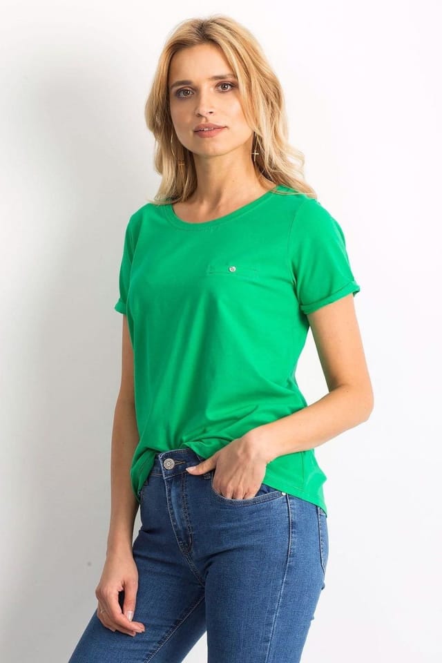 Love Lace Love Lace Women's Cotton Short Sleeve T-Shirt in Green - 2