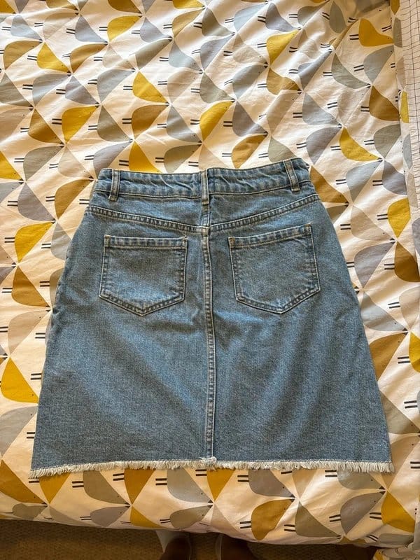ASOS Light Blue Denim Mini Skirt with Pink Embroidery