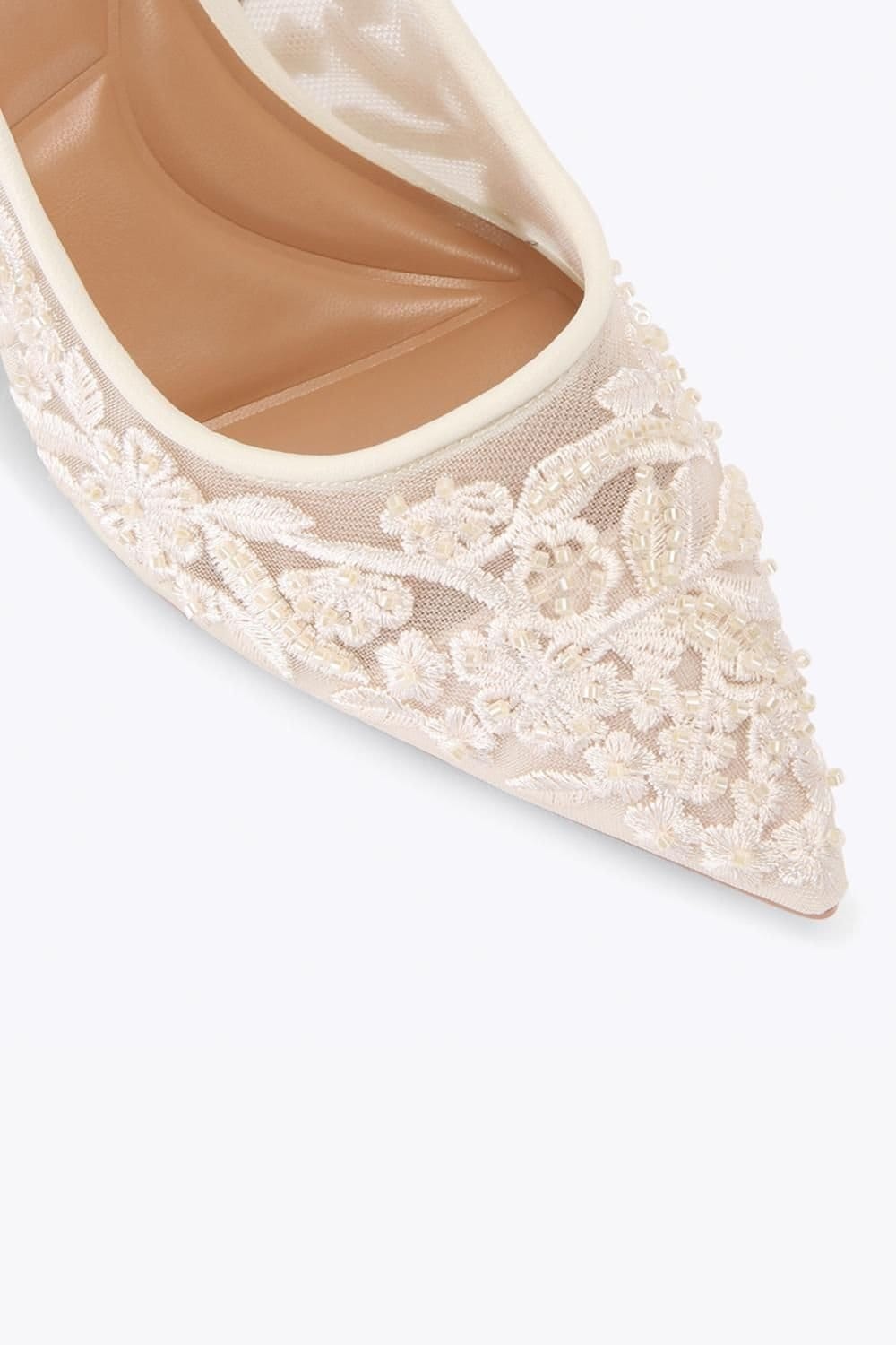 Carvela Carvela Women's 'Positano Lace Sling Low' Fabric Heels in Cream - 4