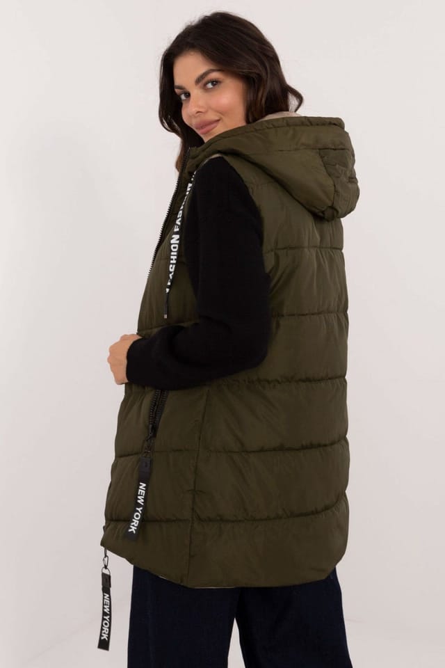 Love Lace Love Lace Women's Quilted Double Sided Hooded Work Vest in Green - 2