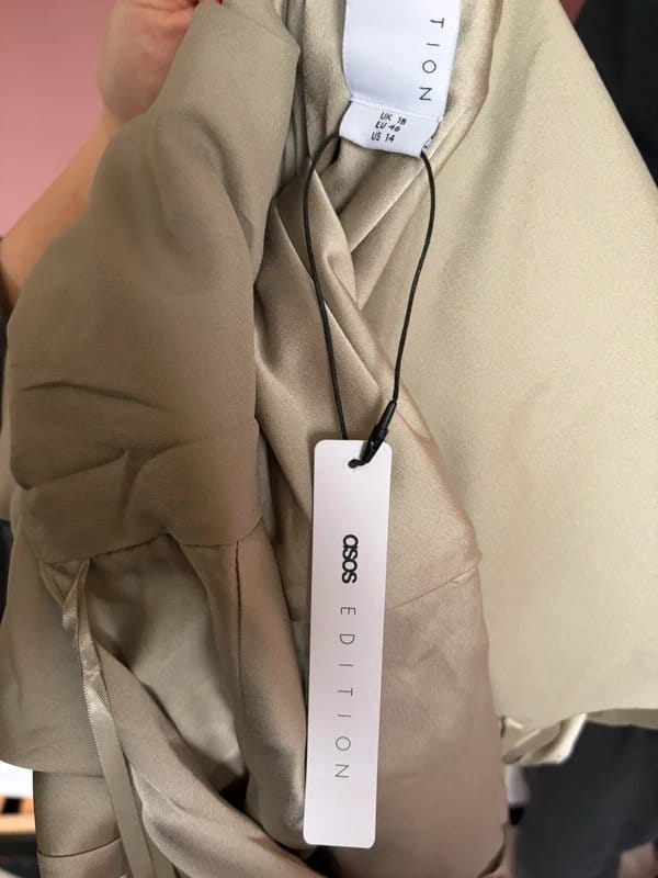 ASOS Sage Green Satin Ruched Halter Maxi Bridesmaid Dress