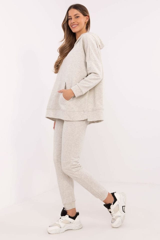 Love Lace Love Lace Women's Cotton Polyester Tracksuit Set Kangaroo Pocket Style 206128 in Grey - 2