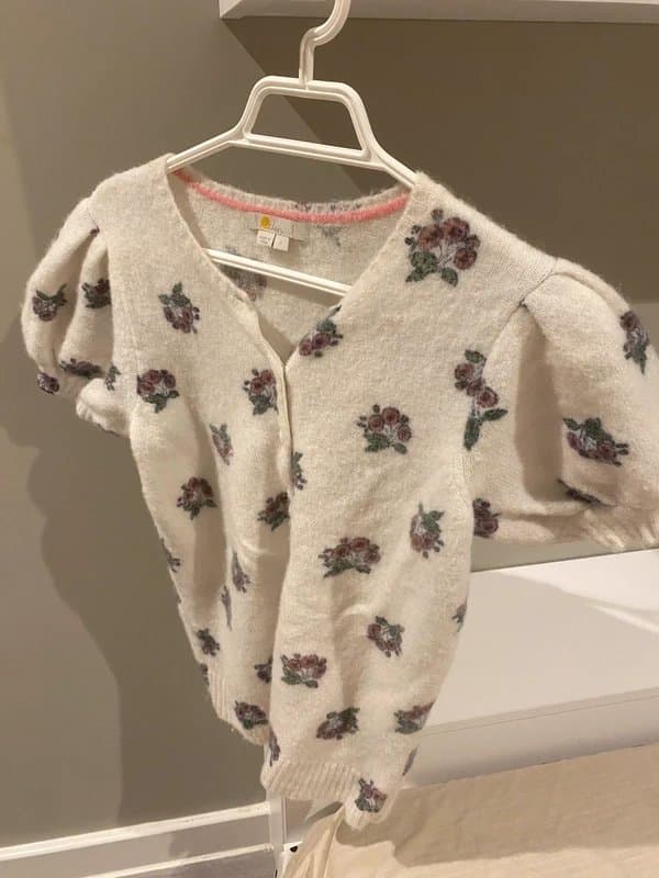 Bershka Floral knitted short sleeve cardigan