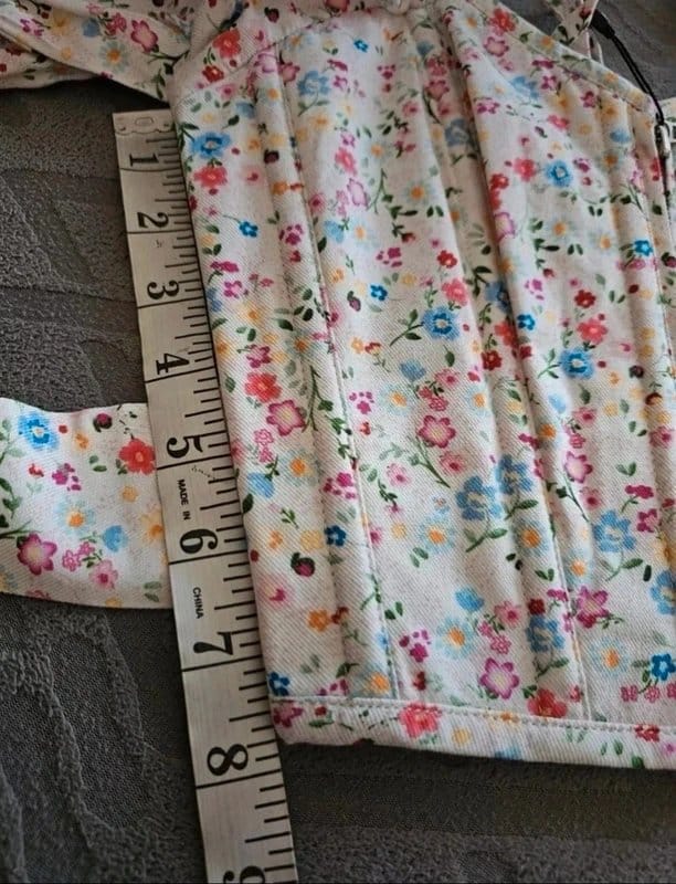 Corset Story Corset Story Ditsy Floral Long Sleeve Elasticated Back Summer Corset Crop Top Size 22" - 1