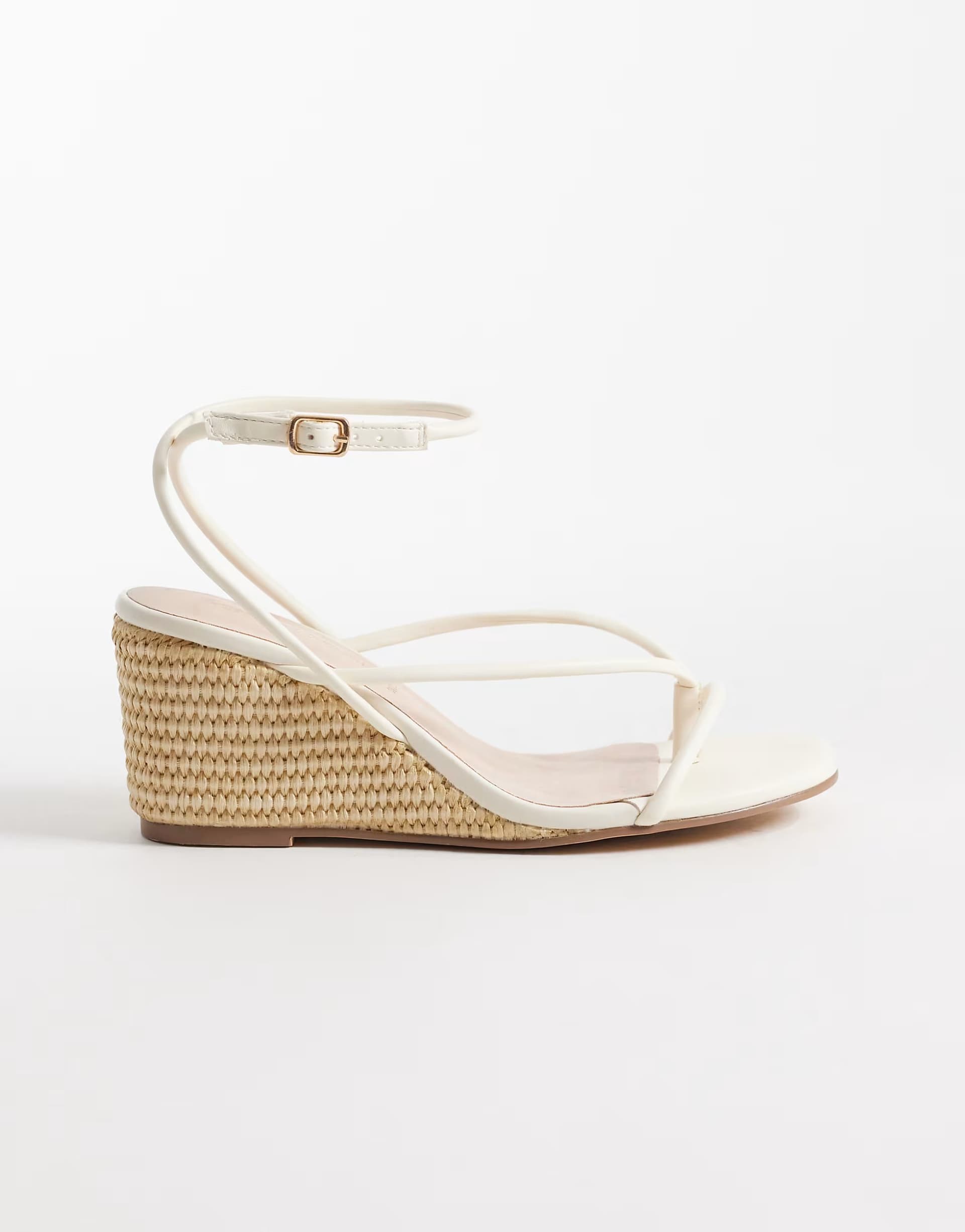 ASOS London Rebel Wide Fit Mary Wedge heeled strappy sandal in cream