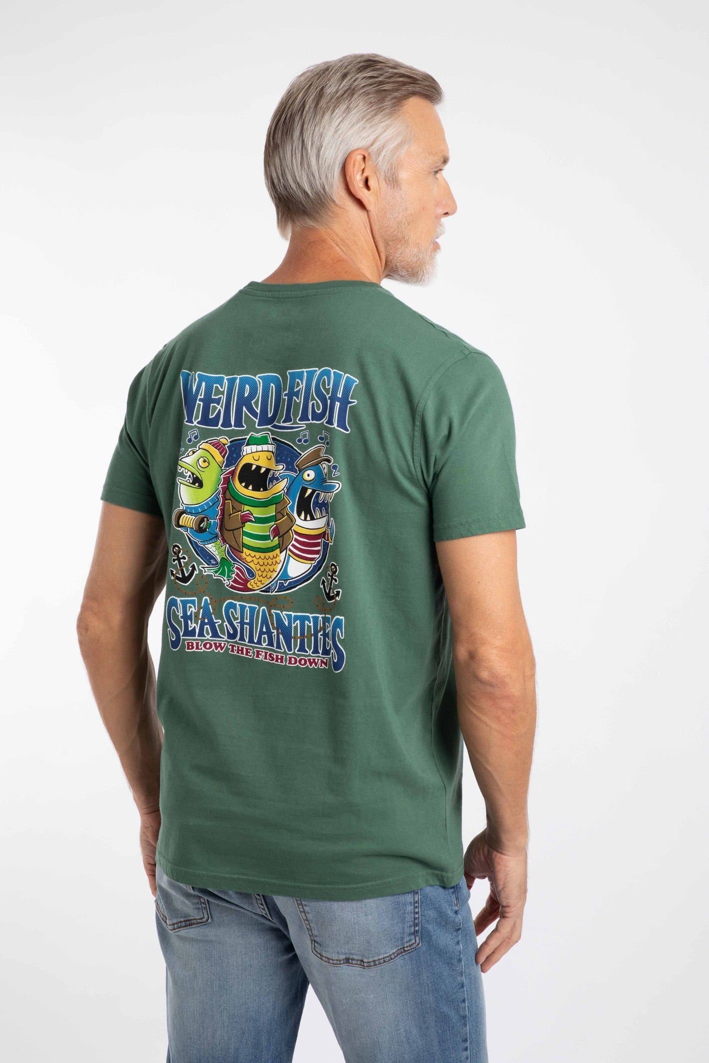Weird Fish Weird Fish Men's Sea Shanties Artist T-Shirt in Bottle Green