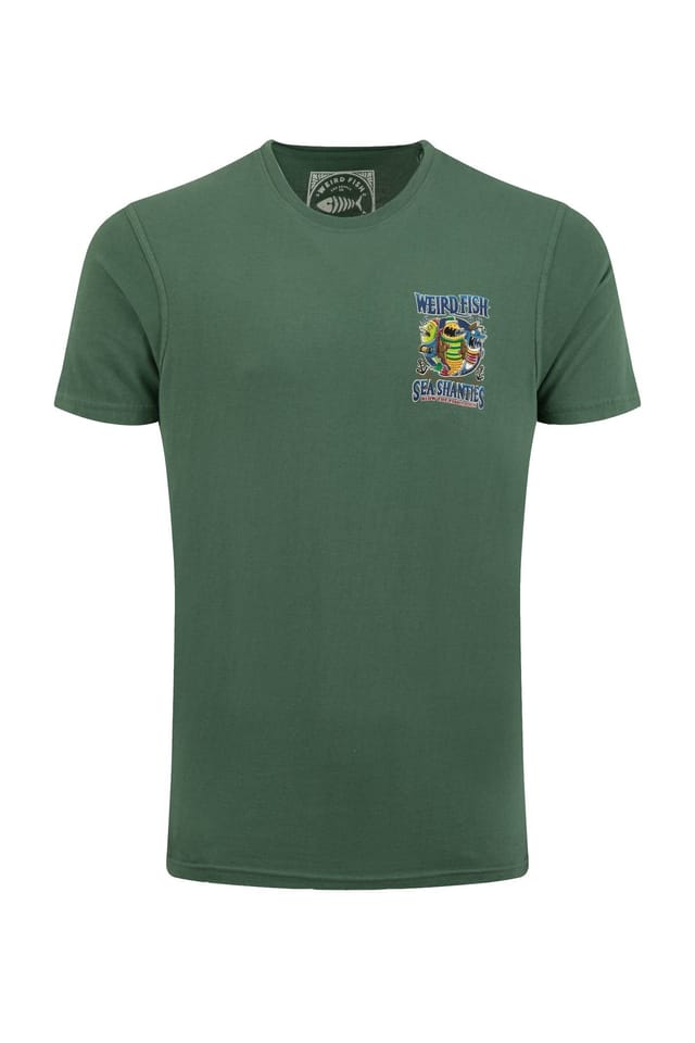 Weird Fish Weird Fish Men's Sea Shanties Artist T-Shirt in Bottle Green - 2