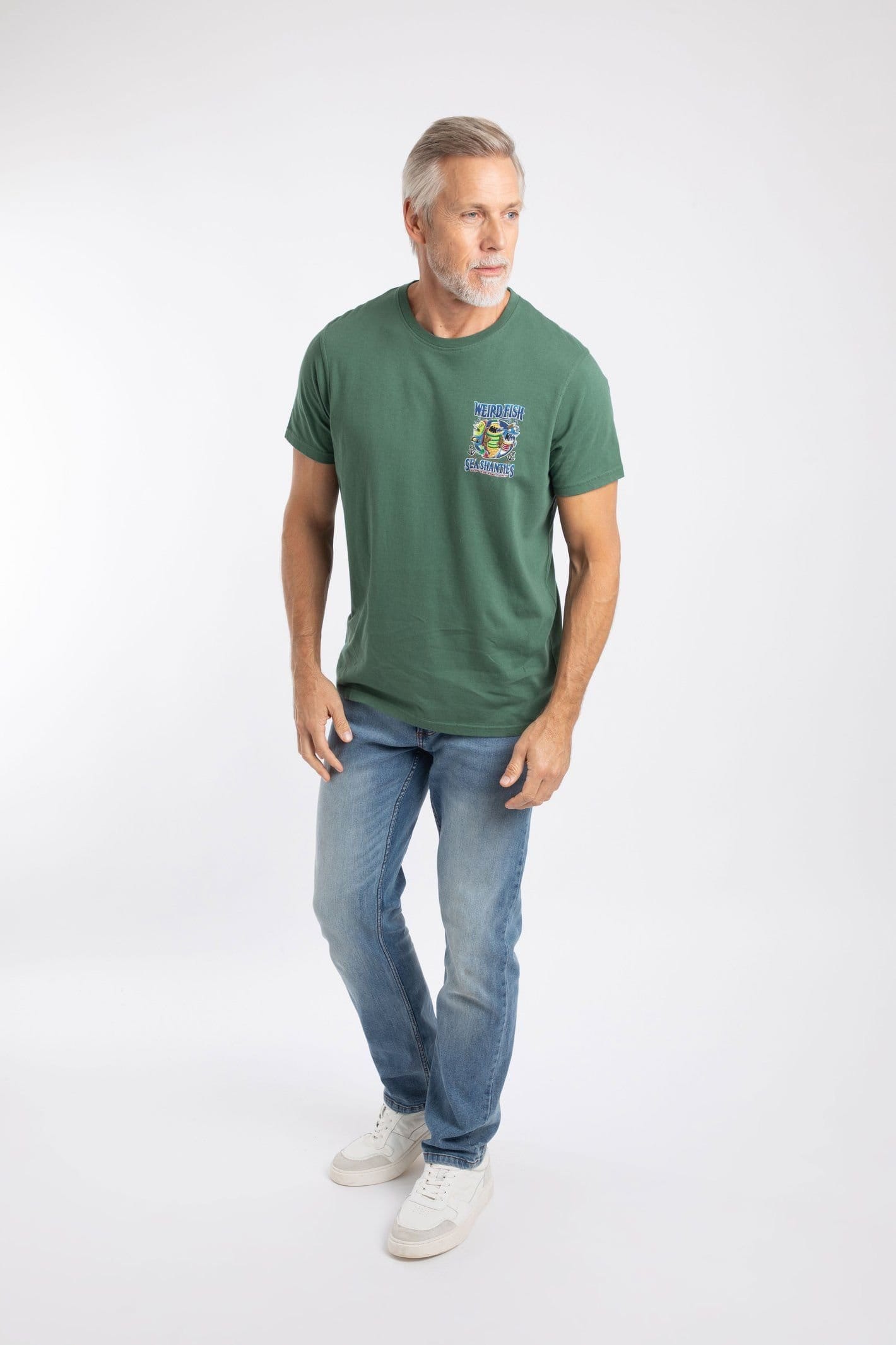 Weird Fish Weird Fish Men's Sea Shanties Artist T-Shirt in Bottle Green - 4