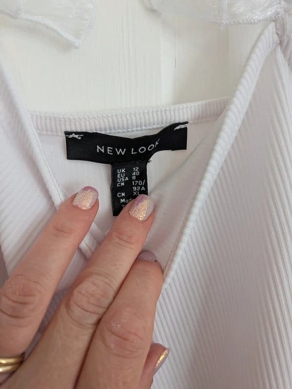 New Look White Ribbed Camisole with Tulle Detail