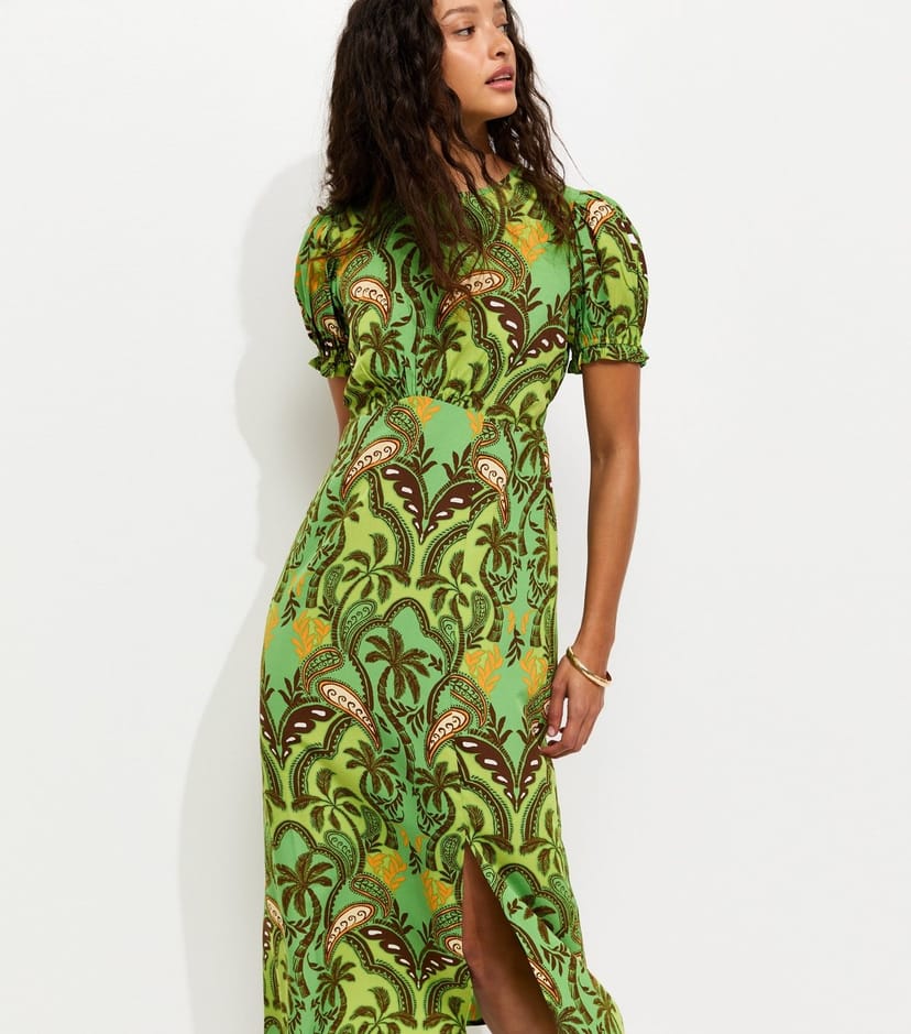 New Look Women's Green Paisley Short Sleeve Midi Dress New Look - 1
