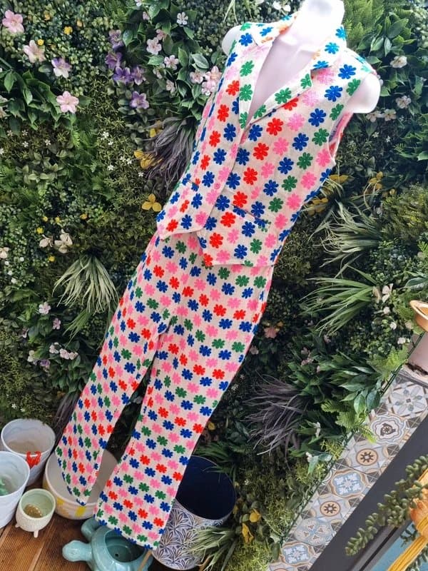 Never Fully Dressed Never Fully Dressed Multi Flower Waistcoat & Trouser Set