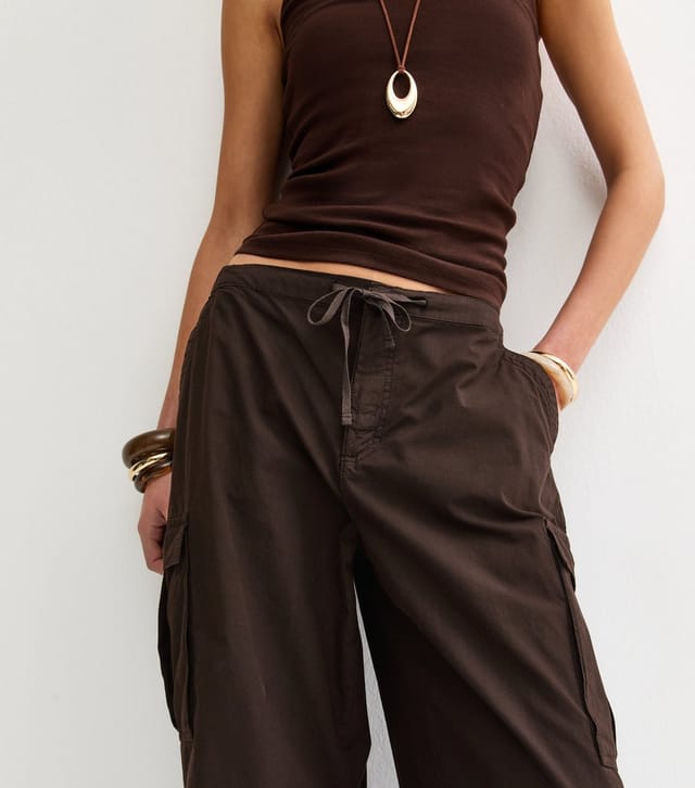 New Look Women's Dark Brown Cargo Pocket Parachute Trousers New Look - 3