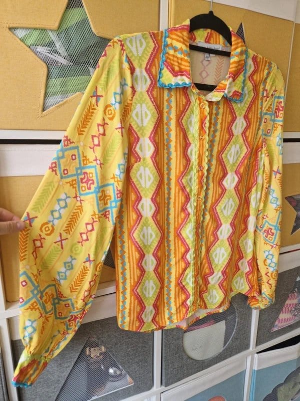 Never Fully Dressed Multicolour Geometric Print Blouse & Skirt