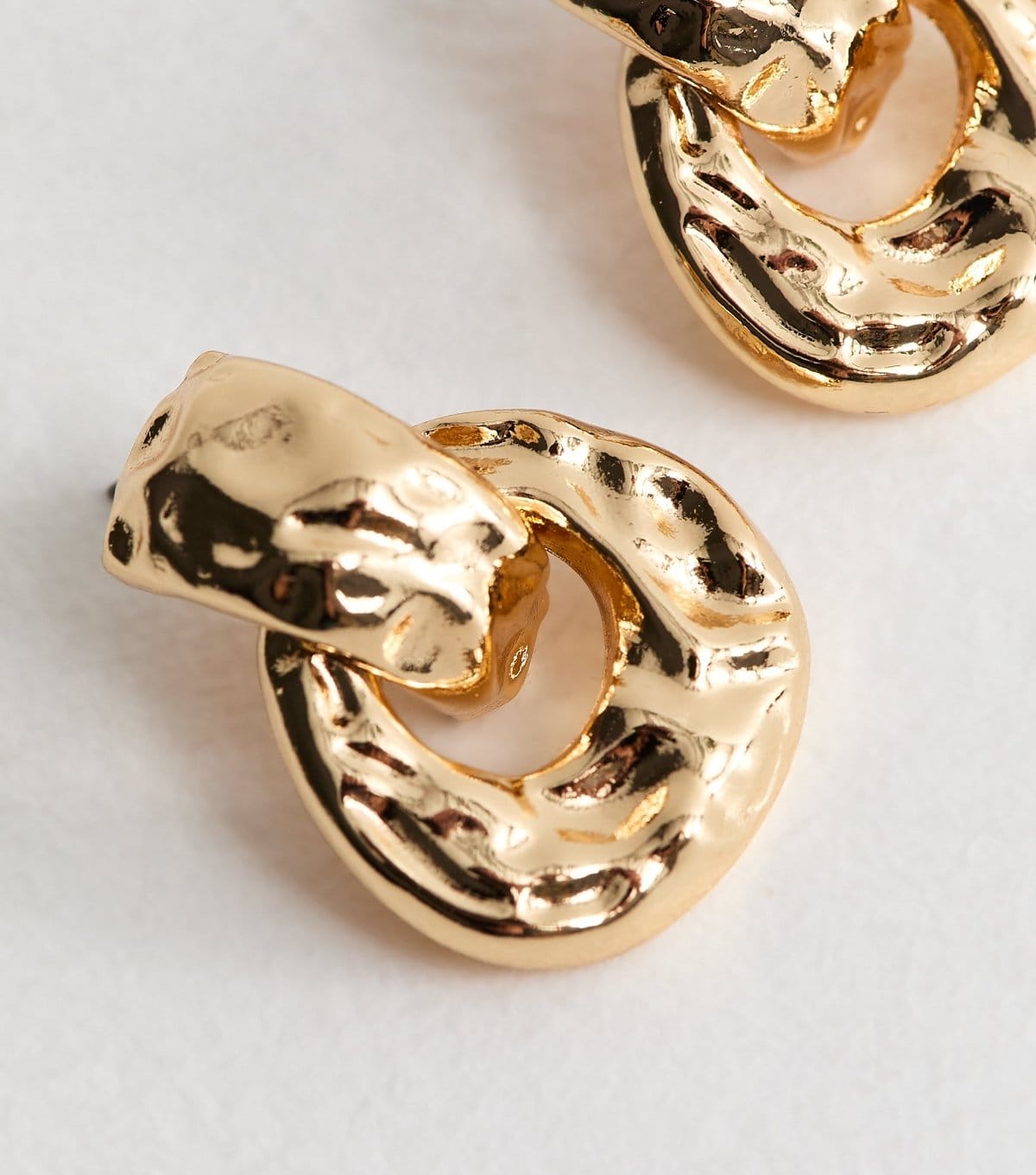 New Look Gold Tone Chunky Beaten Oval Stud Earrings New Look - 4