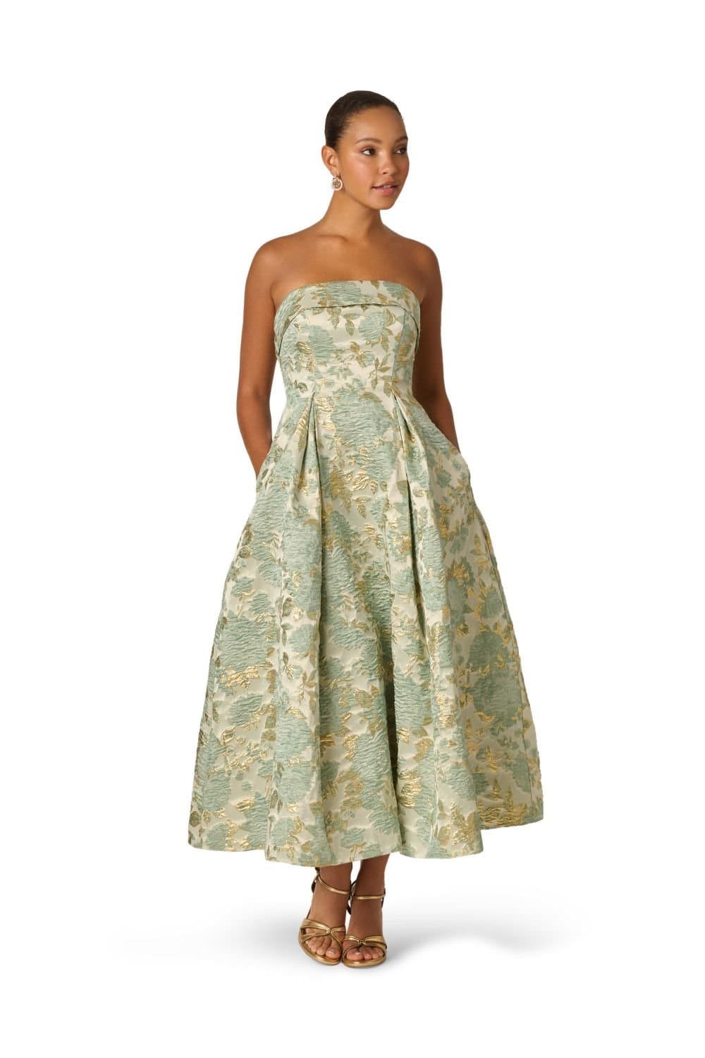 Adrianna Papell Adrianna Papell Women's Strapless Fit & Flare Dress in Green