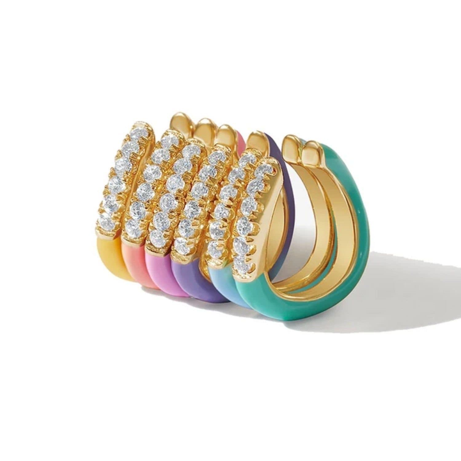 Gold Trip Gold Trip Women's Rainbow Wave Enamel Ear Cuff Set in Gold