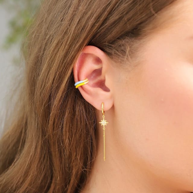Gold Trip Gold Trip Women's Rainbow Wave Enamel Ear Cuff Set in Gold - 2