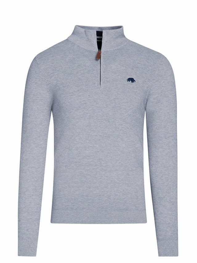 raging bull Raging Bull Men's Classic Ribbed Quarter Zip Knit in Grey - 2