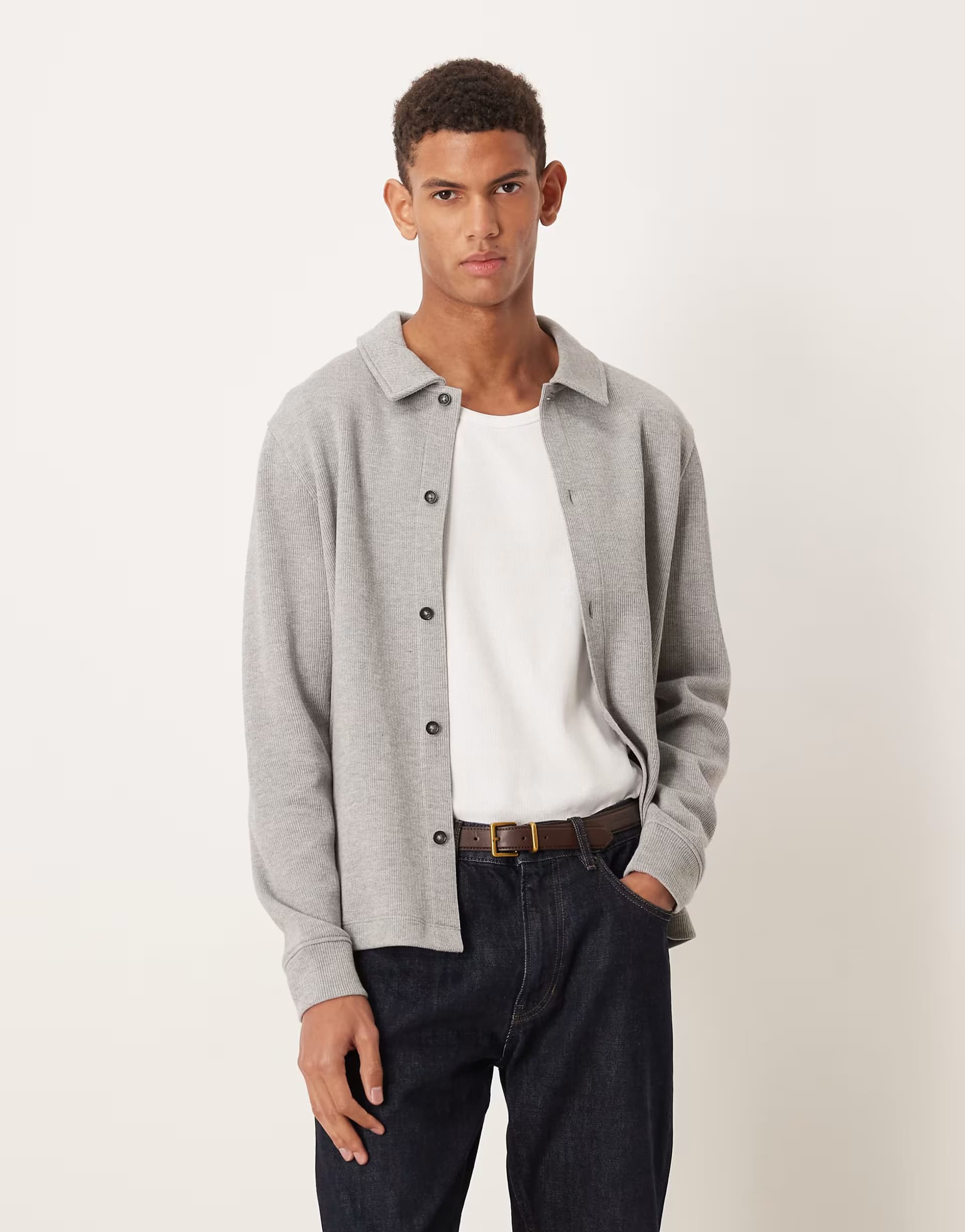 ASOS ASOS Button Through Shacket in Grey Marl