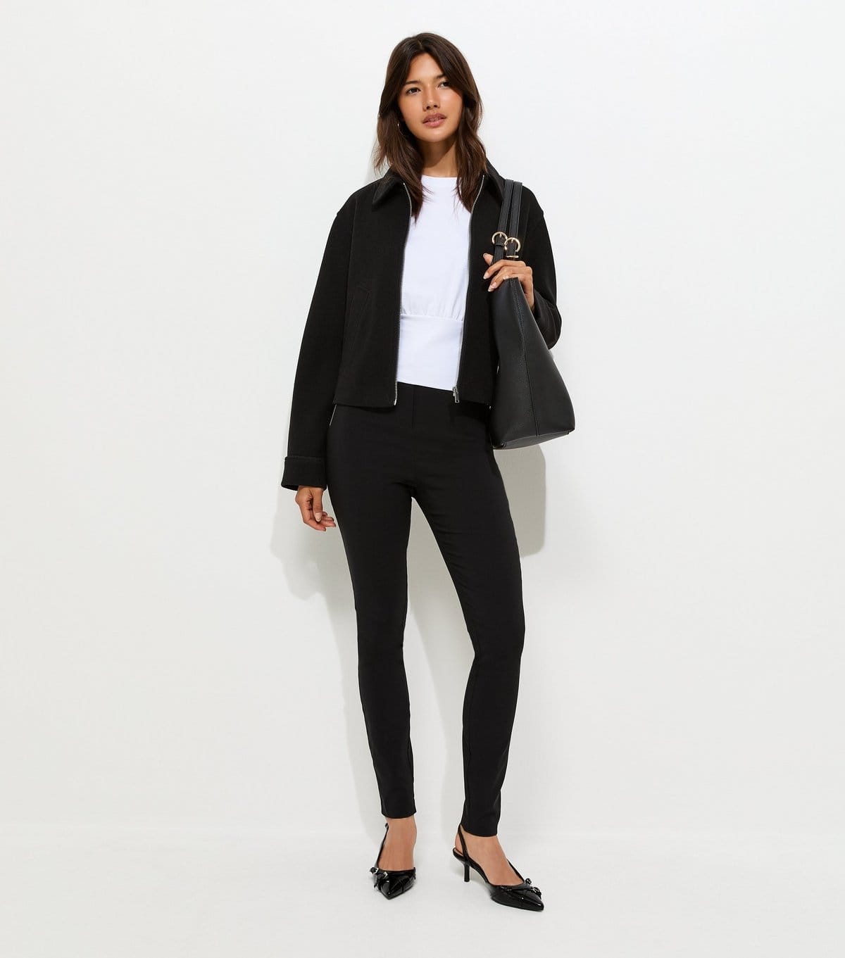 New Look Black Stretchy Woven Zip Pocket Skinny Trousers